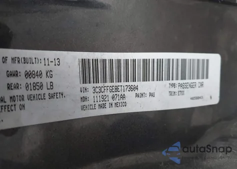 2014 Fiat 500E Battery Electric from USA, damaged, VIN 3C3CFFGE8ET173604